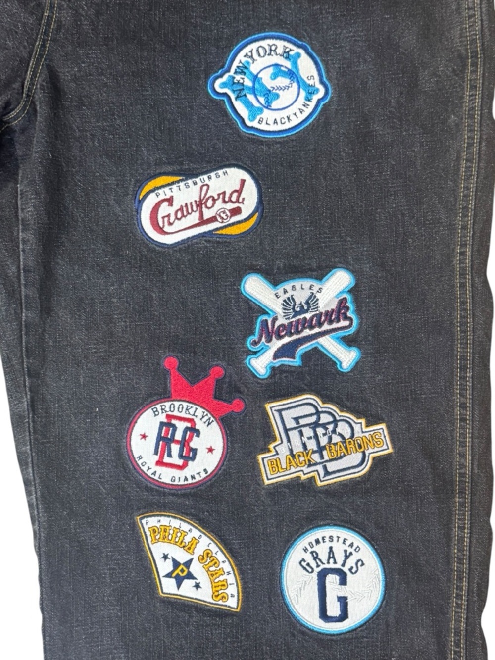 Negro League Baseball Players Association VTG Denim Patched Jeans 38x34 - Picture 9 of 10